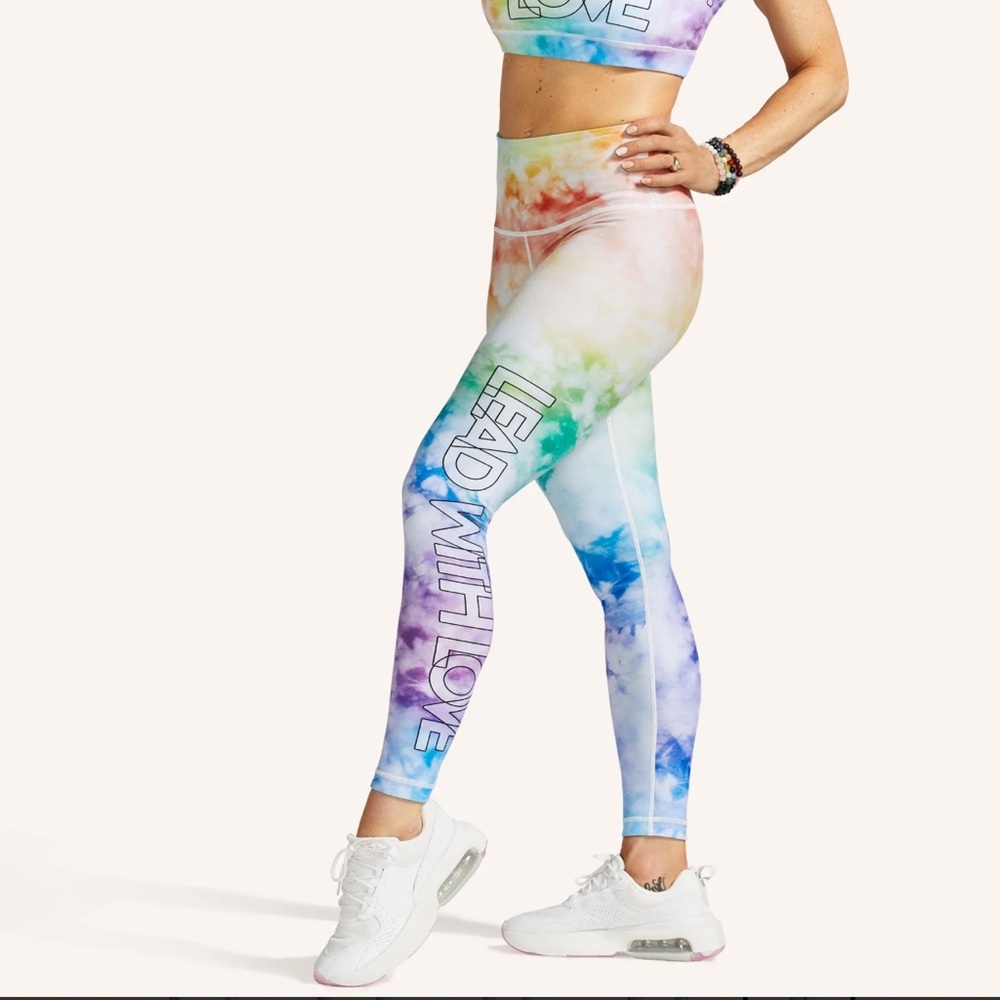 Peloton Pride Lead With Love High Waist Tie Dye Rainbow Legging size Medium
